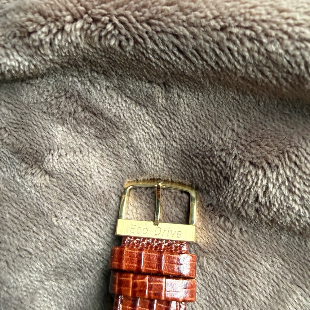 Citizen Eco-Drive Gold Case Brown Strap Watch - Picture 7 of 9